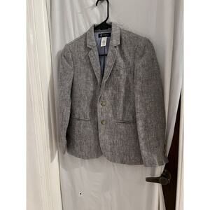 J Crew Crew Cuts Gray Linen Kids Two Button Blazer Sz 10 Lined